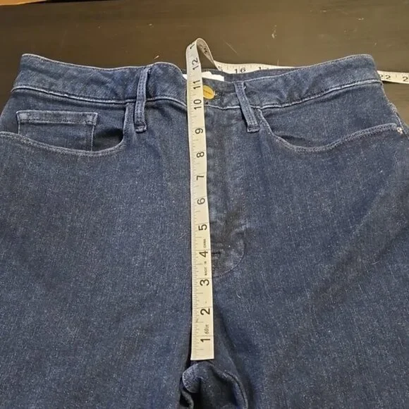 FRAME Women Le One Flare Jeans Keller Blue Stretch Denim Mid Rise Split 2 - Picture 13 of 14